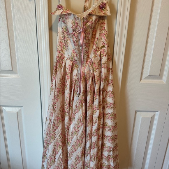 Lacemade Dresses & Skirts - Floral Pink and Cream Maxi Dress with Tie Detail